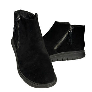 Vionic Black Suede Zip Ankle Booties Women’s US 9/EU 41 Orthotic Comfort Support